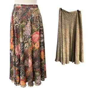 Coldwater Creek Size S Petite Skirt Maxi Semi Sheer Flowy Floral Forest Fairy